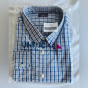 UNTUCKit Almaden Shirt Mens 3XL Reg Blue Grey Check Button Up Cotton New